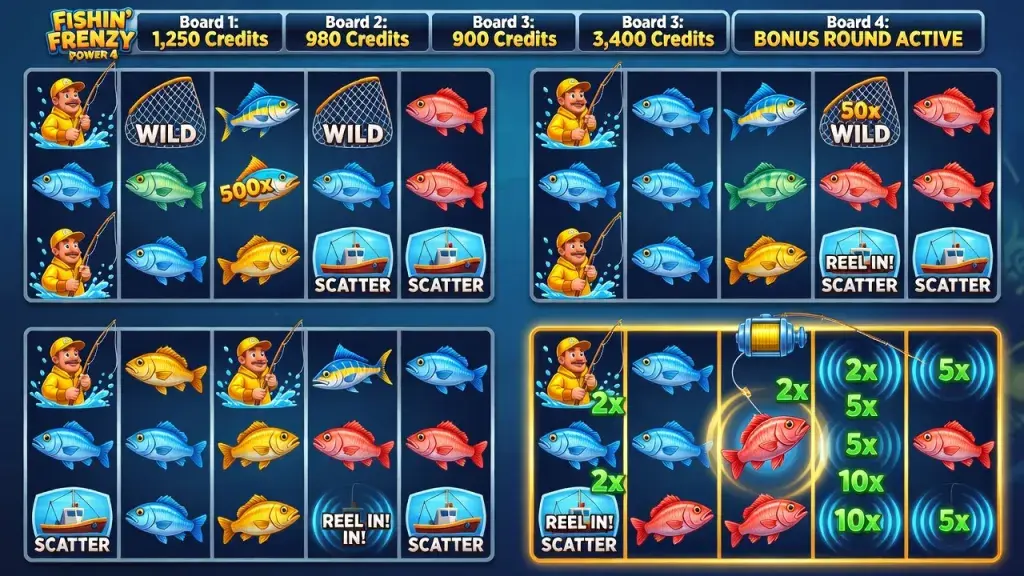 Fishing Frenzy Power 4 Slots Free Play: Try the Fishin' Frenzy Casino Game Demo Online